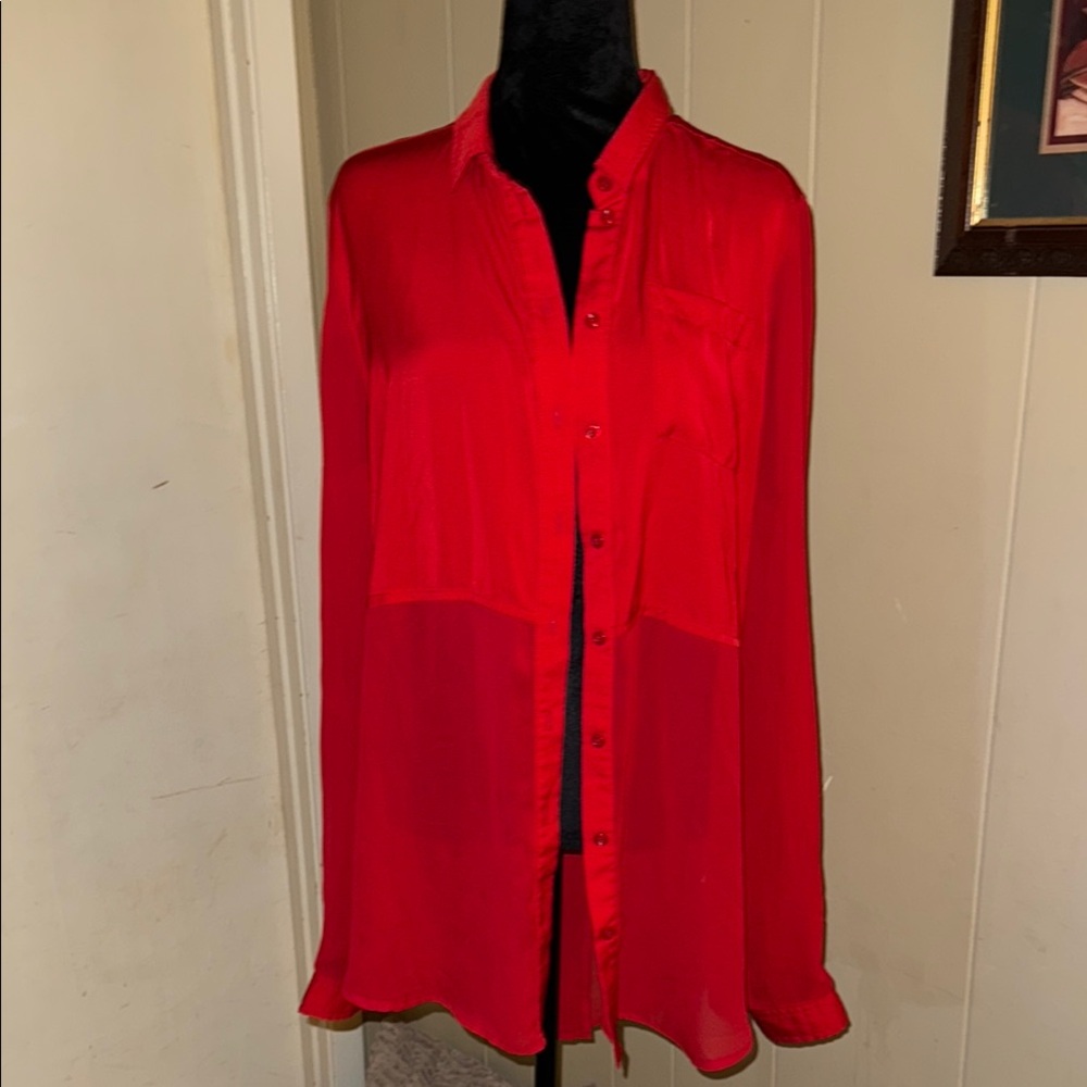 Free People Elegant Red Women's Button-Up Blouse